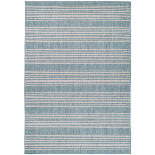 Breakwater Bay Taliyah Decker Blue Stripe Outdoor Rug Wayfair.co.uk